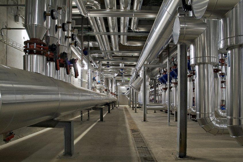pipes and pipes in a large industrial building