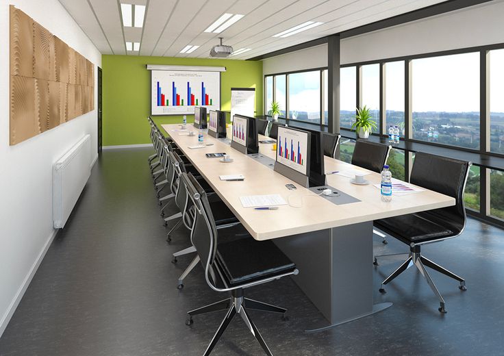 a conference room with a long table and chairs