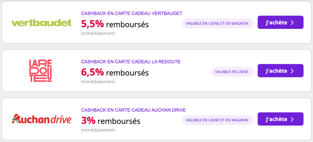 a screenshot of the prices of different items